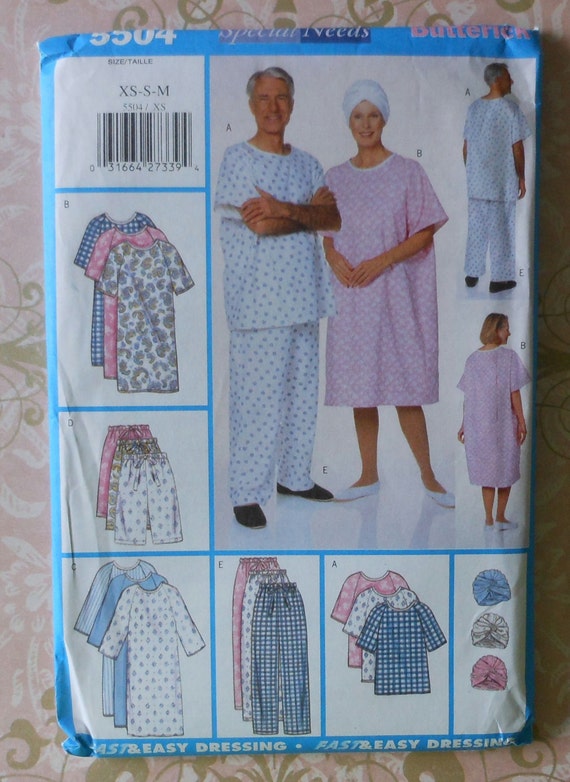 Hospital Gown Top and Pants Sewing Pattern UNCUT Butterick