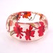 Red Resin Bangle. Chunky Resin Bangle Bracelet. Pressed Flower Bracelet. Real Flowers - Red Zinnia