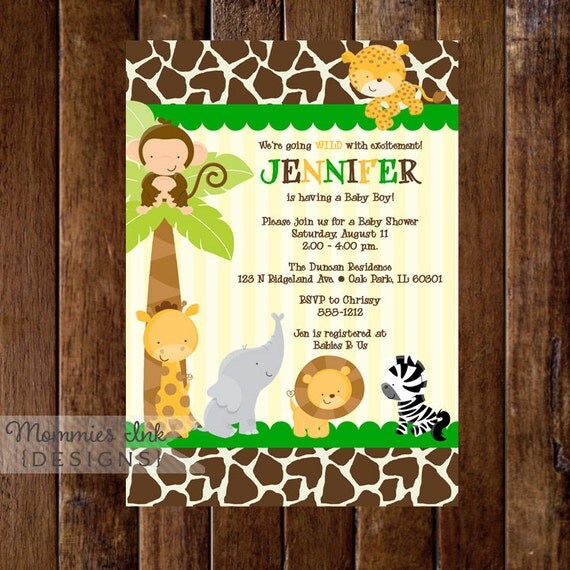Safari Baby Shower Invitation, Baby Shower Invitation, Giraffe Print Baby Shower, Safari Invite, Jungle Invite, Safari Party, DIY Printable Il_570xn