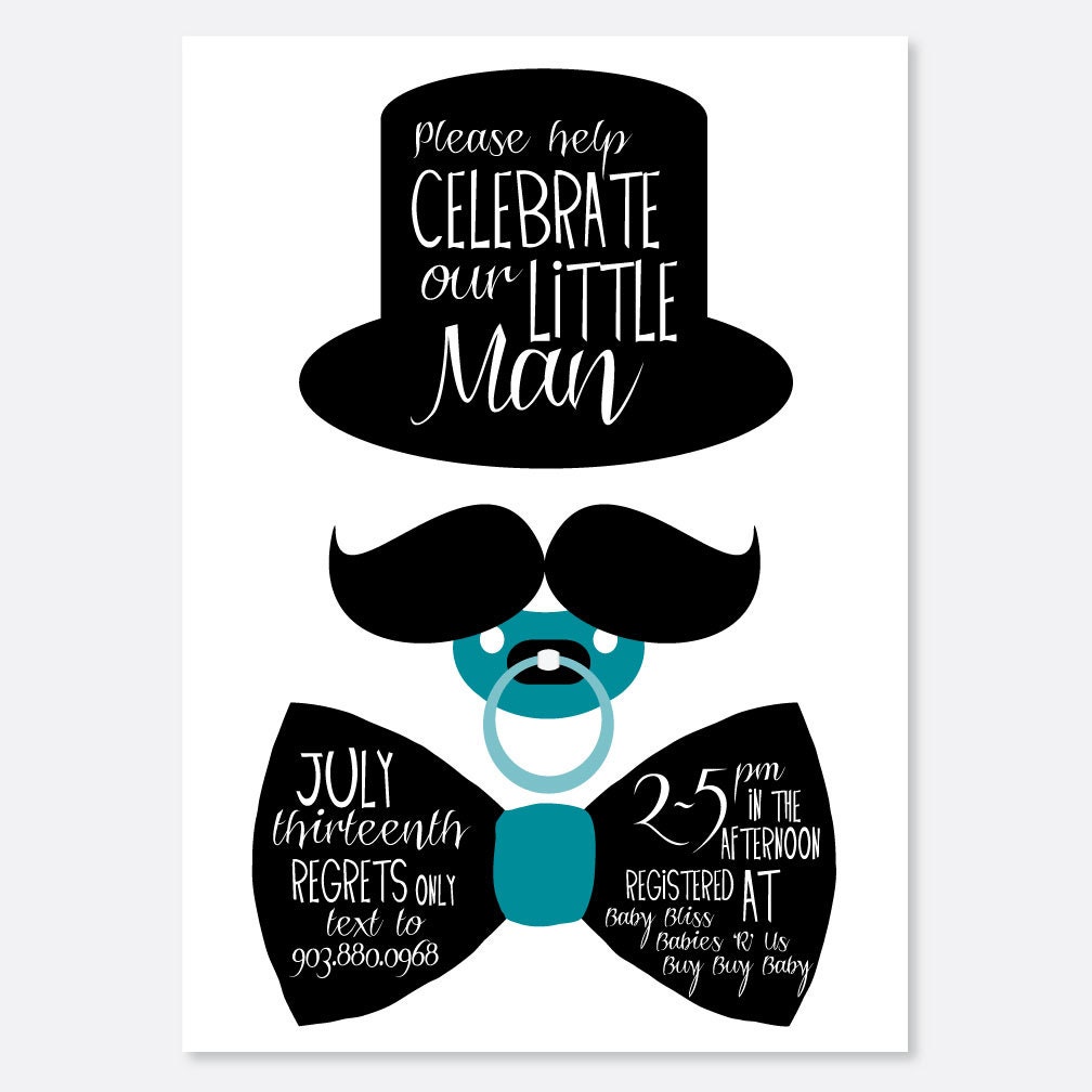 Gentleman Shower/Birthday Invitation Boy Baby Shower Fancy