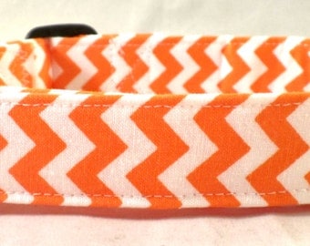 Tennessee Orange and White Chevron Zig Zag Stripe Dog Collar
