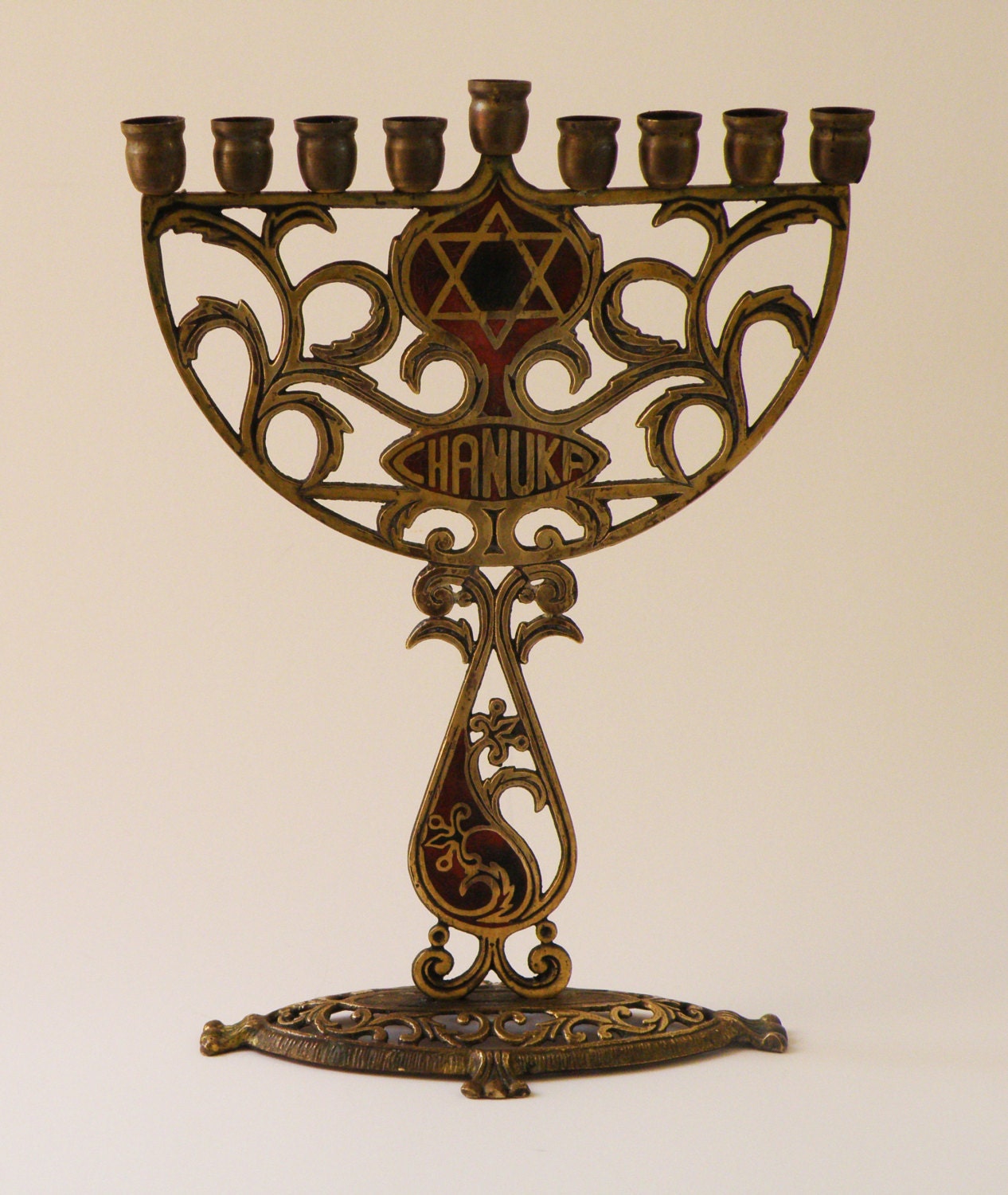 Large hanukkah menorah vintage judaica made in Israel
