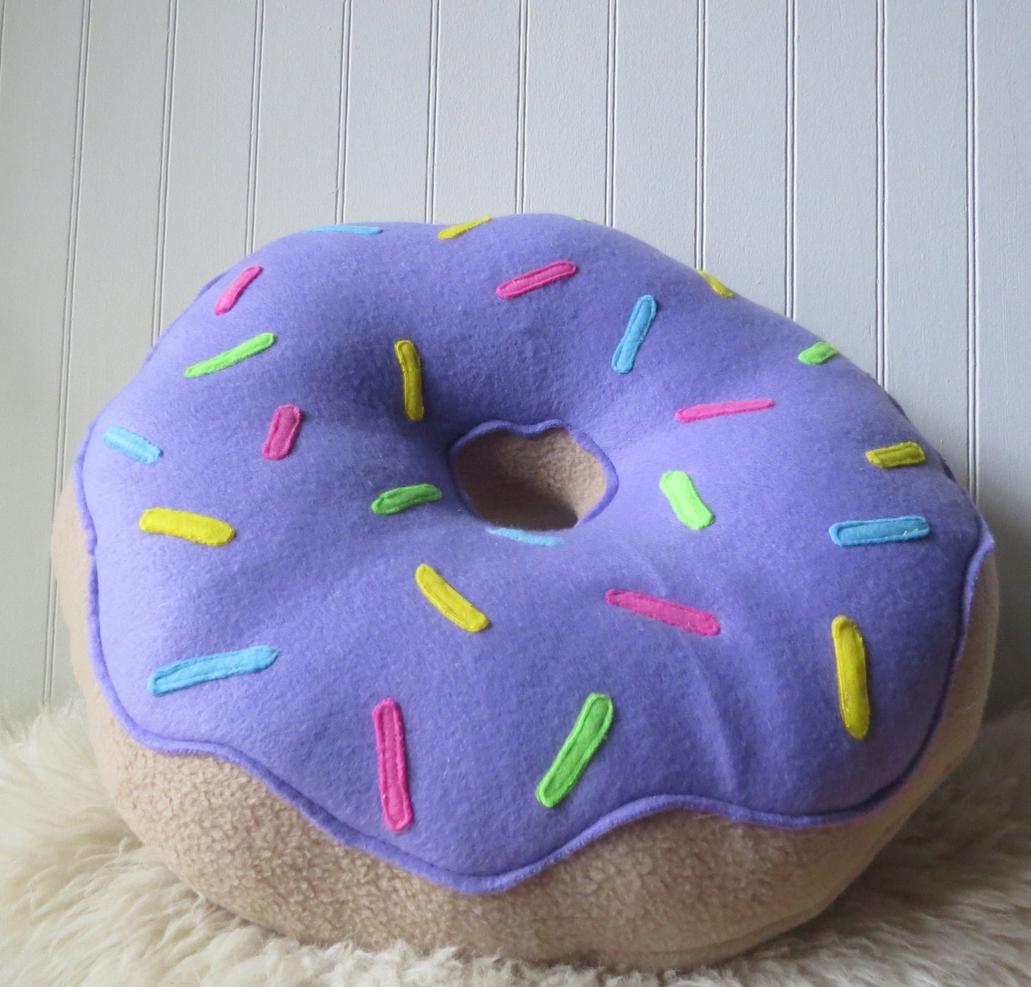 16 Purple Frosted Doughnut Pillow by WildRabbitsBurrow on Etsy