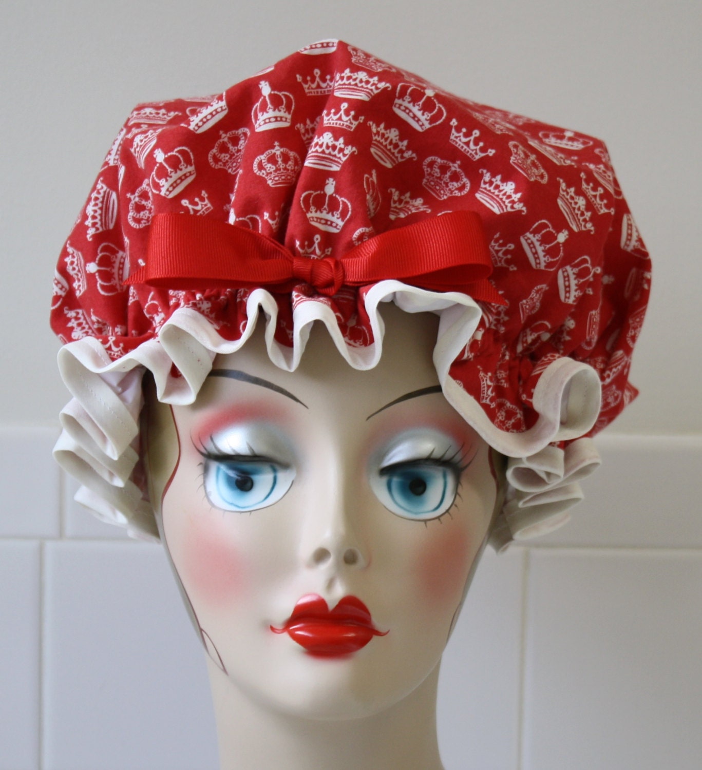 Shower Cap Women's Waterproof Washable ROYALTY by ShopRetroRevival