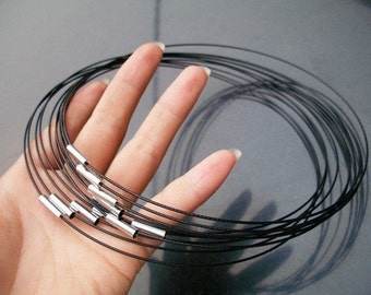 NEW NEW NEW 5pcs 18 inch 1mm black stainless steel necklace cords/wires with stainless steel magnet clasps