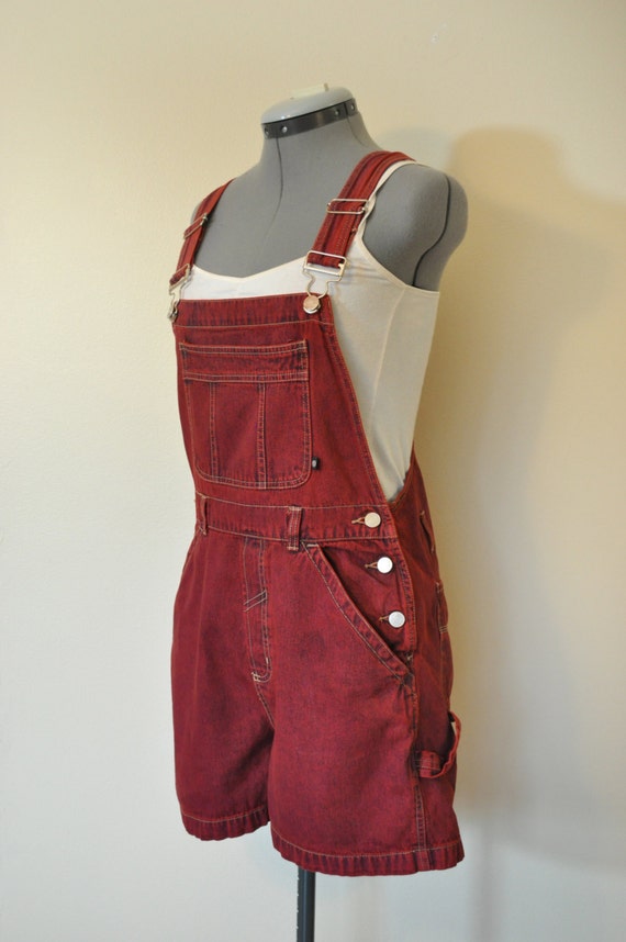 Red Medium Bib OVERALLS Hand Dyed Scarlet Red No Boundaries