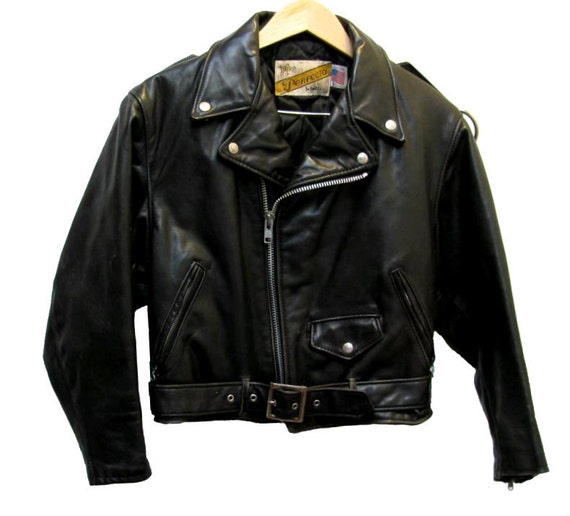 Vintage Schott Perfecto Black Leather Motorcycle Jacket Made