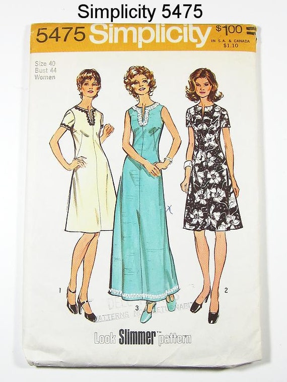 Vintage 70s Dress Pattern Simplicity 5475 by ThePatternSource