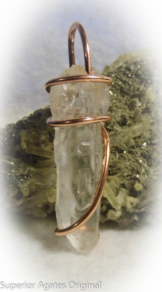 Quartz Crystal Point Copper Wire Wrapped Pendant by superioragates