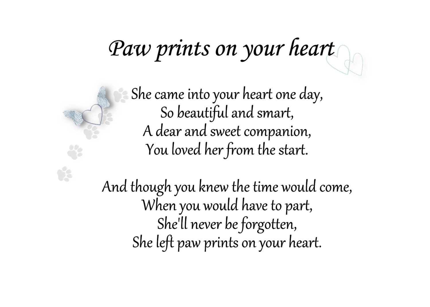 Items similar to Pet loss sympathy card Paw prints on your ...