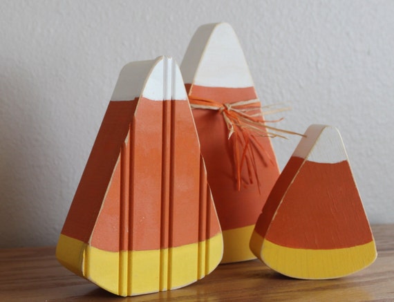 Items similar to Candy Corn Wood Cutout Set of 3 on Etsy