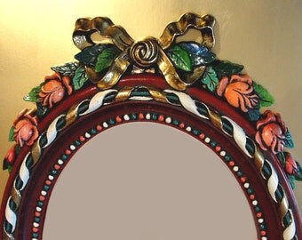 Mirror Vintage Hand Painted Roses Baroque Rococo