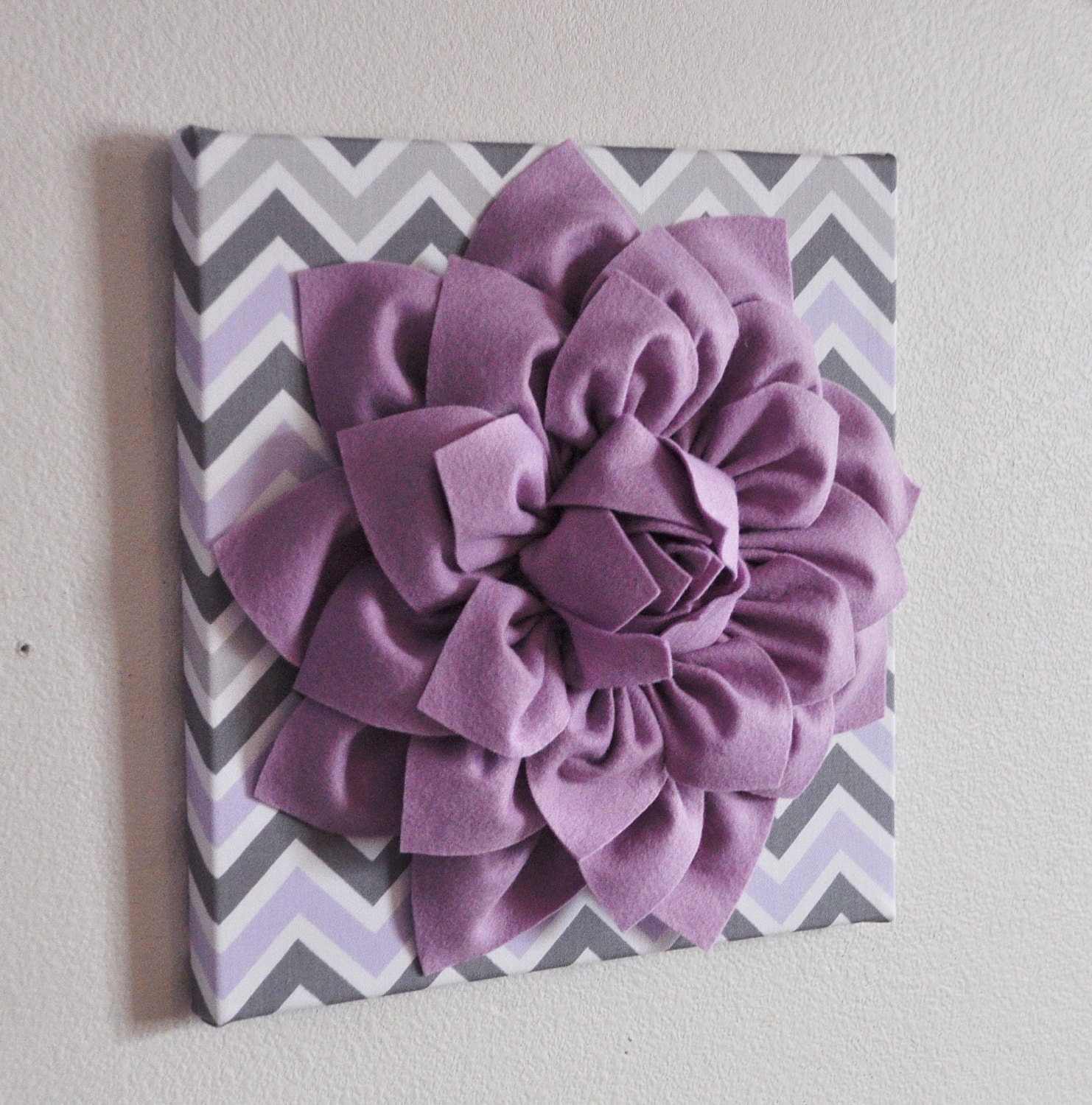Baby Nursery Wall Decor Lilac Dahlia on Lilac and Gray