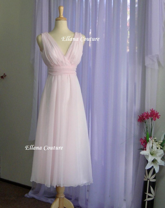 Sample Sale. Vintage Inspired Tea Length Wedding Dress. Pink