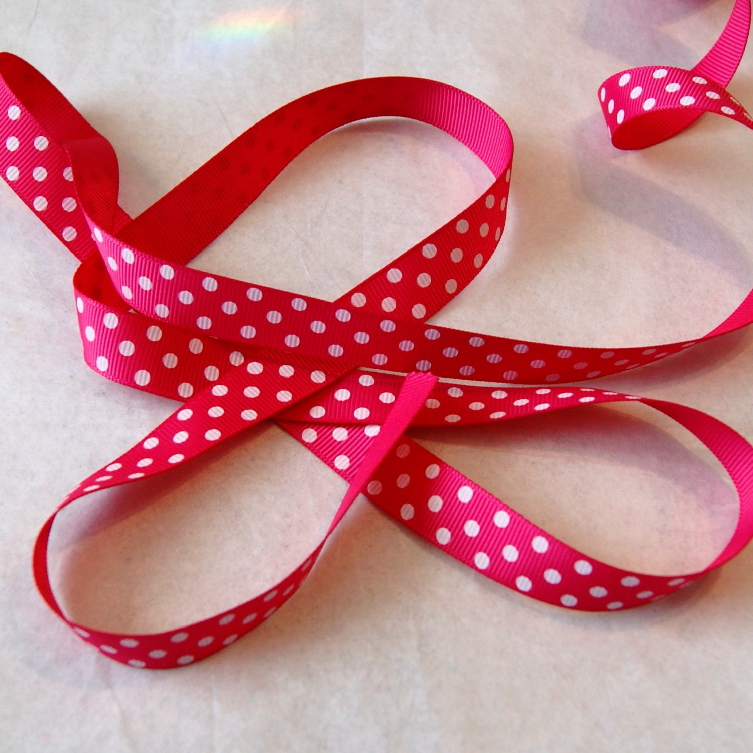 5 8 Grosgrain Ribbon Trim Hot Pink Polka Dots By Mellowmoonsupply