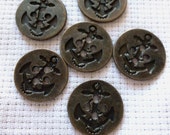 Antique Vintage Metal Anchor Buttons ~ 4 hole Metal Buttons - Nautical ...