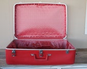 Vintage Red Sears Featherlite Suitcase Vintage Red Sears Featherlite Suitcase