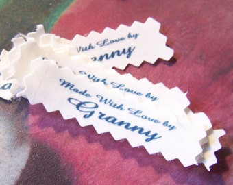 Granny Clothing Labels Made with Love by Sew in Garment Tags Qty 15 Sew In Personalized Designer Premade Ready to Ship!