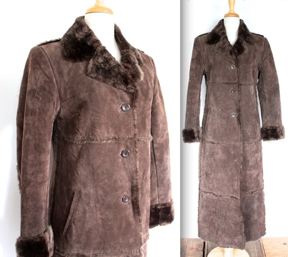 Items similar to Vintage 1970's Coat // 70s Women's Dark Brown Suede ...