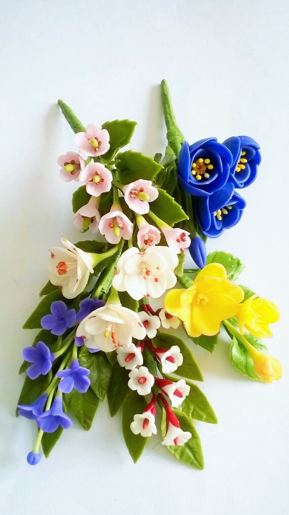 Miniature Polymer Clay Flowers Supplies for Dollhouse and