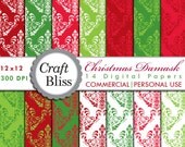 Christmas Damask Digital Paper Pack Commercial Use INSTANT DOWNLOAD Digital Scrapbooking Papers Party Gift Wrap Invitation Craft Supplies Il_170x135