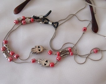 Eyeglasses Holder,Chain Necklace, HAMSA, Sunglasses Holder,Reading Glasses necklace, eyewear holder chain