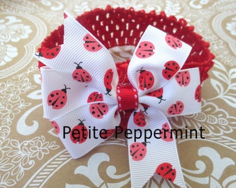 Baby headband, baby girl headband, newborn headband, toddler headband,ladybug baby headband,ladybug bow headband,baby bow headband