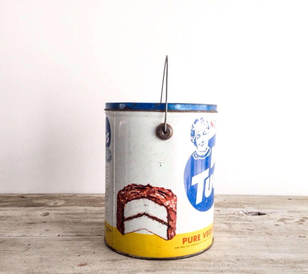 Vintage Tin Bucket Mrs. Tucker's Pure Vegetable