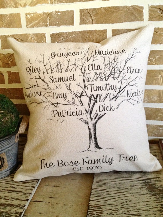 Family Tree Pillow Personalized with Names and Est. Date Insert Included