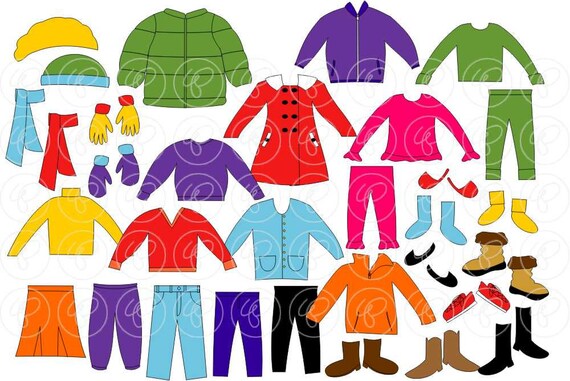 Dress Up for Winter Clothing and Paper Doll Clipart Set: