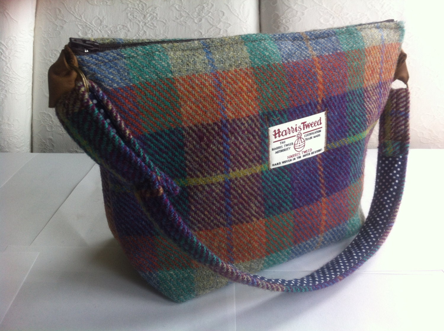 Harris tweed purse bag hobo Scotland woman gift tartan