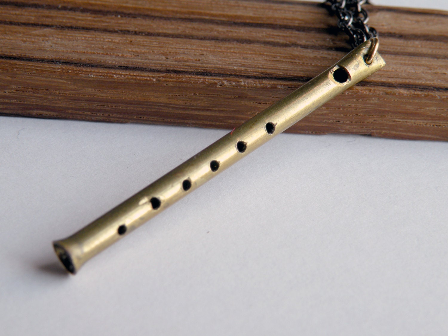 Pied Piper flute Necklace, handmade in brass
