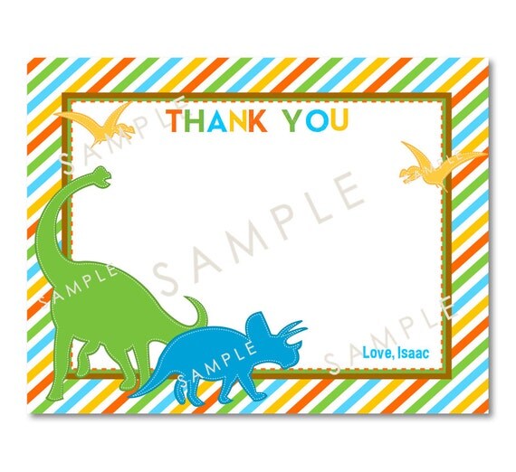 items similar to dinosaur party thank you cards 20 on etsy