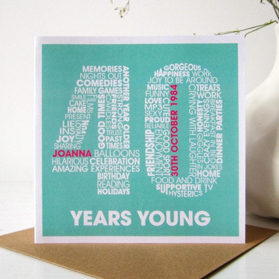 40th Birthday Card Fortieth Birthday Personalized Cards