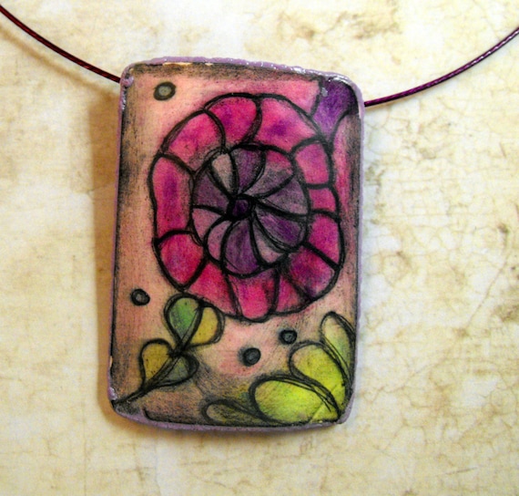 Items similar to Colourful Zentangle Necklace Handmade from Polymer ...
