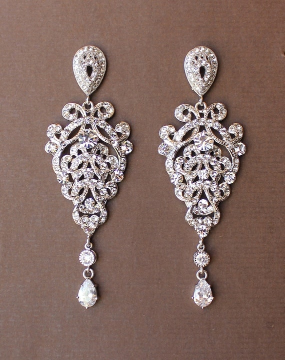 Crystal Chandelier Bridal Earrings Bridal Jewelry by JamJewels1