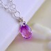 June Birthstone Necklace, Purple Pink Alexandrite Color, Tiny Kunzite Quartz Teardrop, Child's Jewelry, Sterling Silver