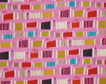 REMNANT--Hot Pink Cool Spool Print Pure Cotton Fabric--1&1/8 Yard