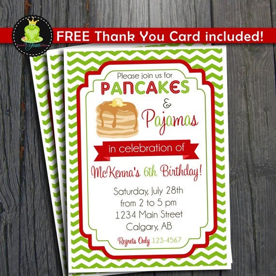 Pancakes And Pajamas Party Invitations 9