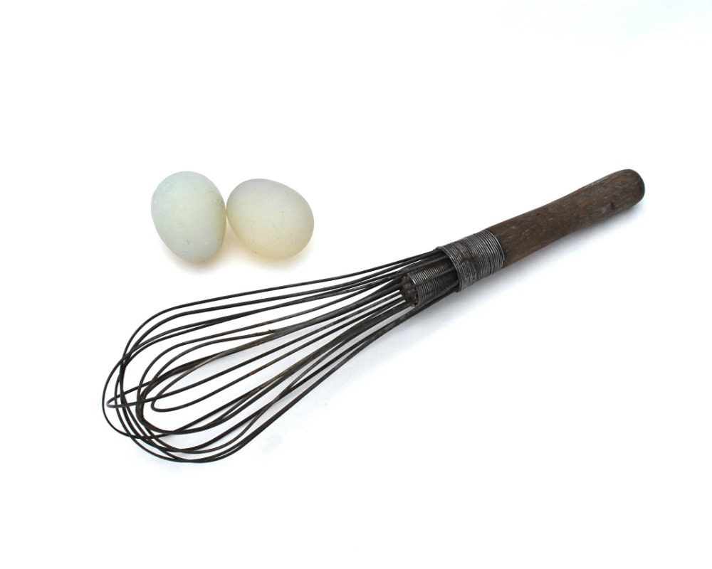Antique Wire Whisk Wood Handle Primitive Kitchen Collectible
