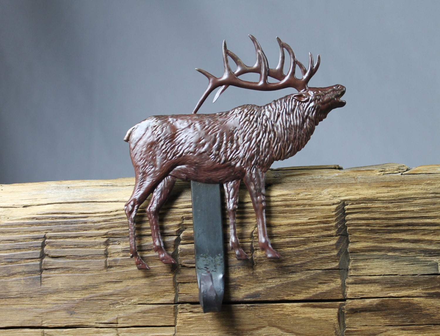 Elk Christmas Stocking Hanger,Holder-Forged Iron-Weighs 2 1/2 lbs.