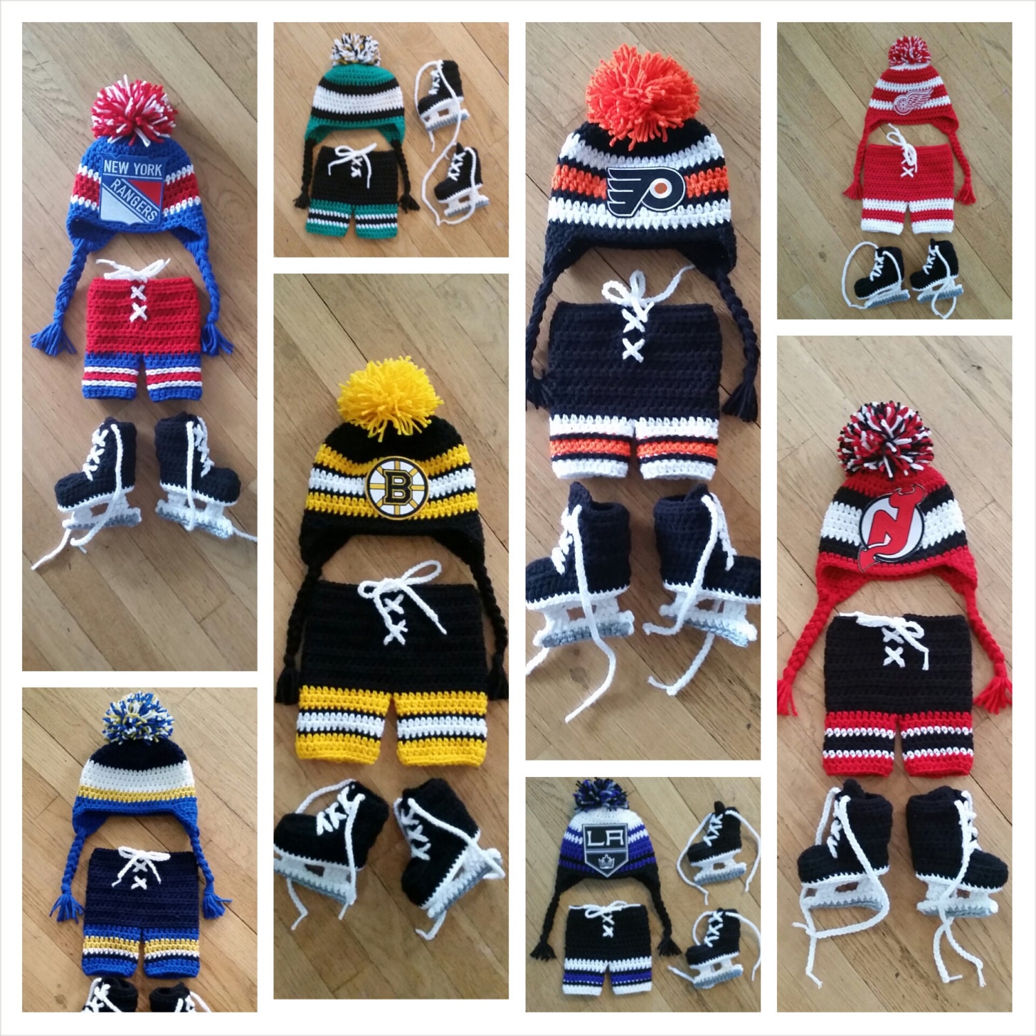 Baby Hockey Set // Hat skates pants // pick your own team