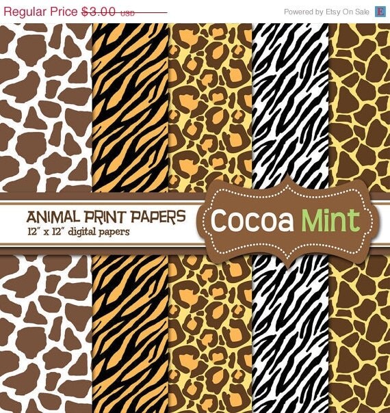 50% OFF SALE Animal Print Digital Papers Il_570xn