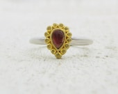 Pink Tourmaline Ring - 24k Solid Gold & Silver Ring - Engagement Ring - Gemstone  Ring - Pear Tourmaline Ring