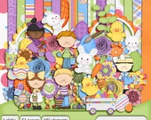 Bunny Business Easter Digital Scrapbooking kit, includes 2 alphas, 52 papers and 182 elements Il_170x135