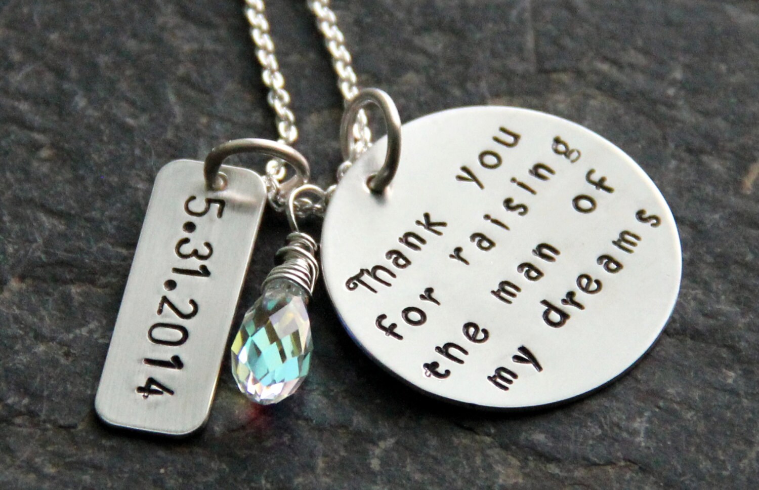 Man of My Dreams Necklace Mother Wedding Date Sterling