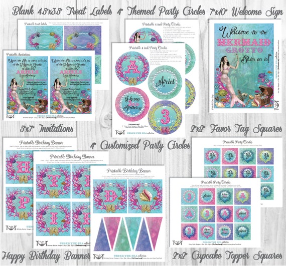 Mermaid Party Decorations, Printable Party By Cutie Putti Paperie Il_570xn