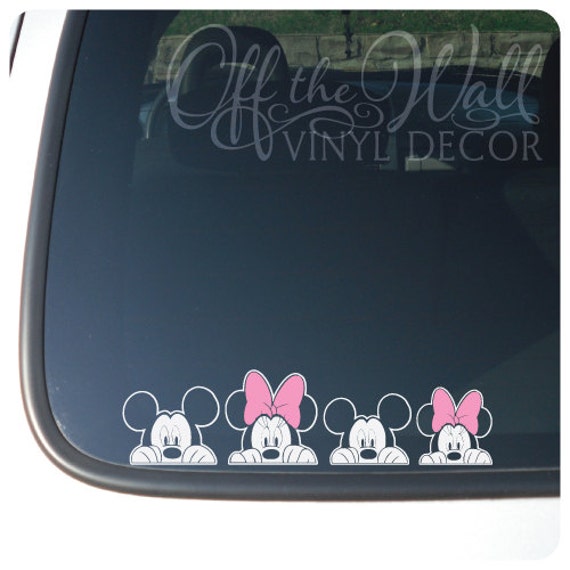 Mickey & Minnie Peeking Family Vinyl Car by OffTheWallVinylDecor