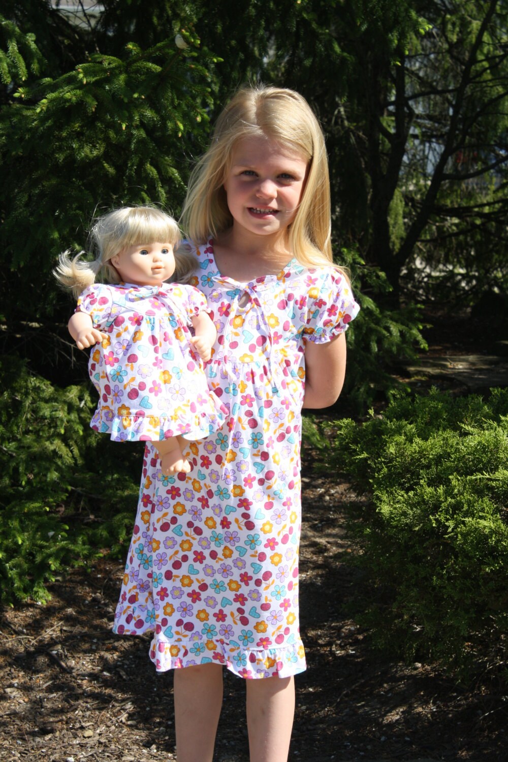 Matching Girl and Doll Nightgown Set fits American Girl Doll