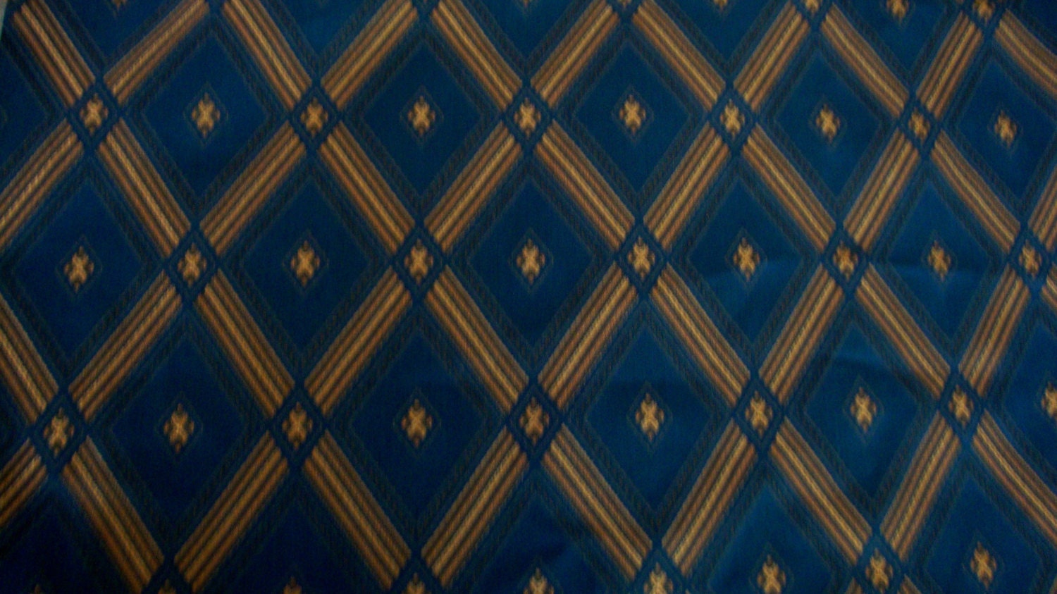 55 Wide Cotton Blend Gold and Blue Upholstery Fabric